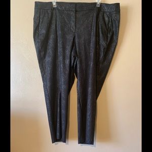 Lane Bryant size 28 black faux snake skin patterned ankle pants zip pockets